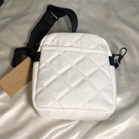 Steve Madden Quilted White Nylon Faux Leather BDRAKE Crossbody Branded Strap NWT - Picture 9 of 16